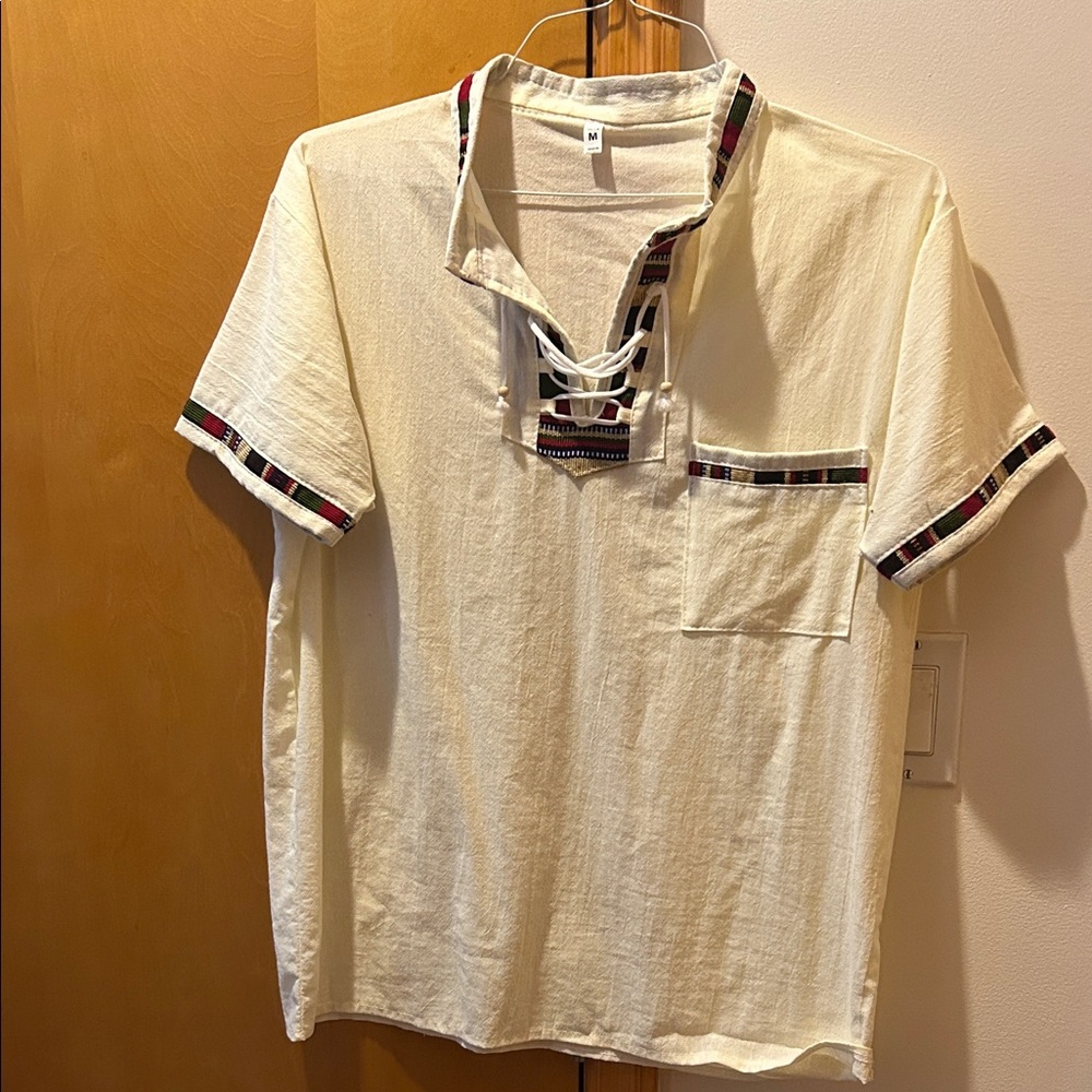 Men's Authentic Cream Guayabera Shirt Purchased in Antigua, Guatemala. Worn Once